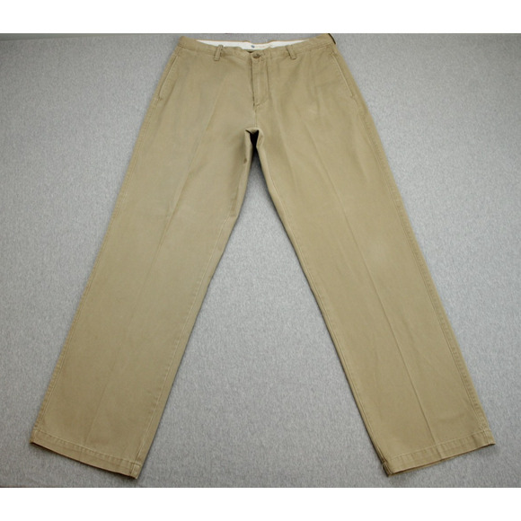 J Crew Pants Mens 34 x 34 Beige Broken In Chino Flat Front - Picture 1 of 6